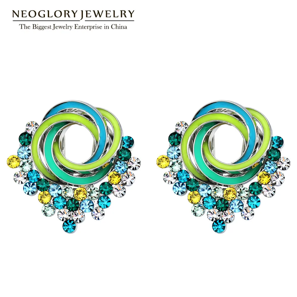 Neoglory разноцветные очаровательные серьги-гвоздики со стразами для женщин и