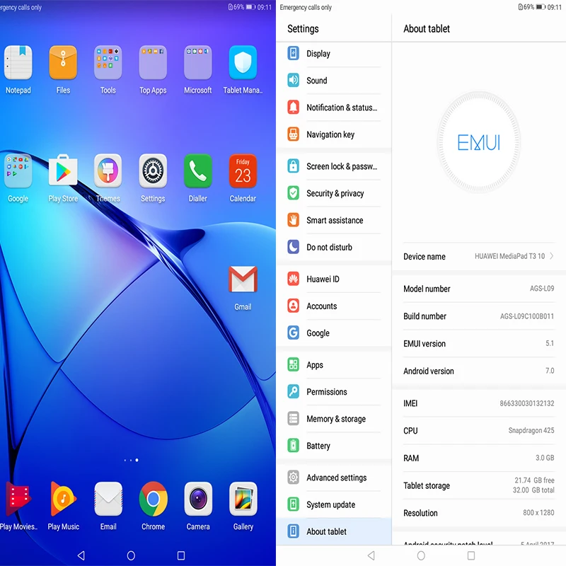 Huawei honor MediaPad T3 10 play планшет 2 9 6 дюймов планшетный ПК Snapdragon 425 четырехъядерный Android 7