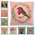 Птицы и цветы, чашка, Европейский Золотой Finch, Робинс, лебеди, фламинго, лепидоптера Подушка с изображением кактуса, декоративный чехол для диванной подушки, чехол