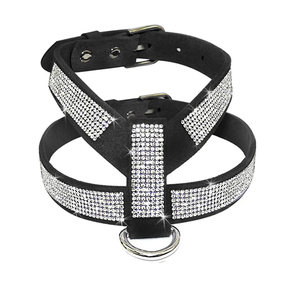 Black Pet Rhinestone Dog& шлейка для кошек-стекаются с бриллиантами шипованные-Маленькие Средние Домашние животные PH006 - Цвет: Black