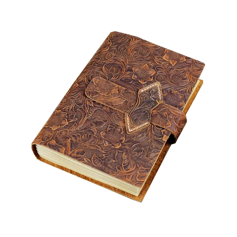Brown Embossed А5 кожаный блокнот для записей-старинный ежедневный блокнот ручной работы в кожаном переплете для мужчин и женщин TPN123(без ручки и сумки для ручек - Цвет: Brown Embossed