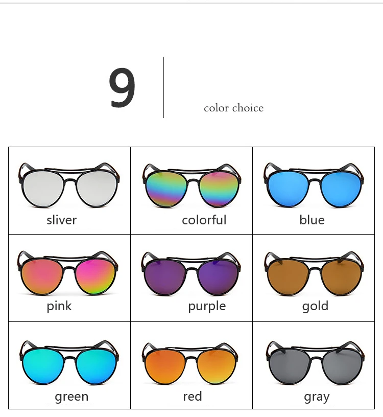 

OHMIDA Fashion Women Round Sunglasses Vintage Retro Classic Double Bridge Sunglass Luxury Brand Round Circle sun glasses female