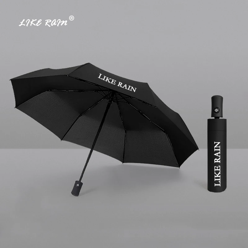 

LIKE RAIN Men Automatic Umbrella Windproof Strong Business Umbrella Rain Women High Quality 3 Folding Beach Umbrellas UBY03