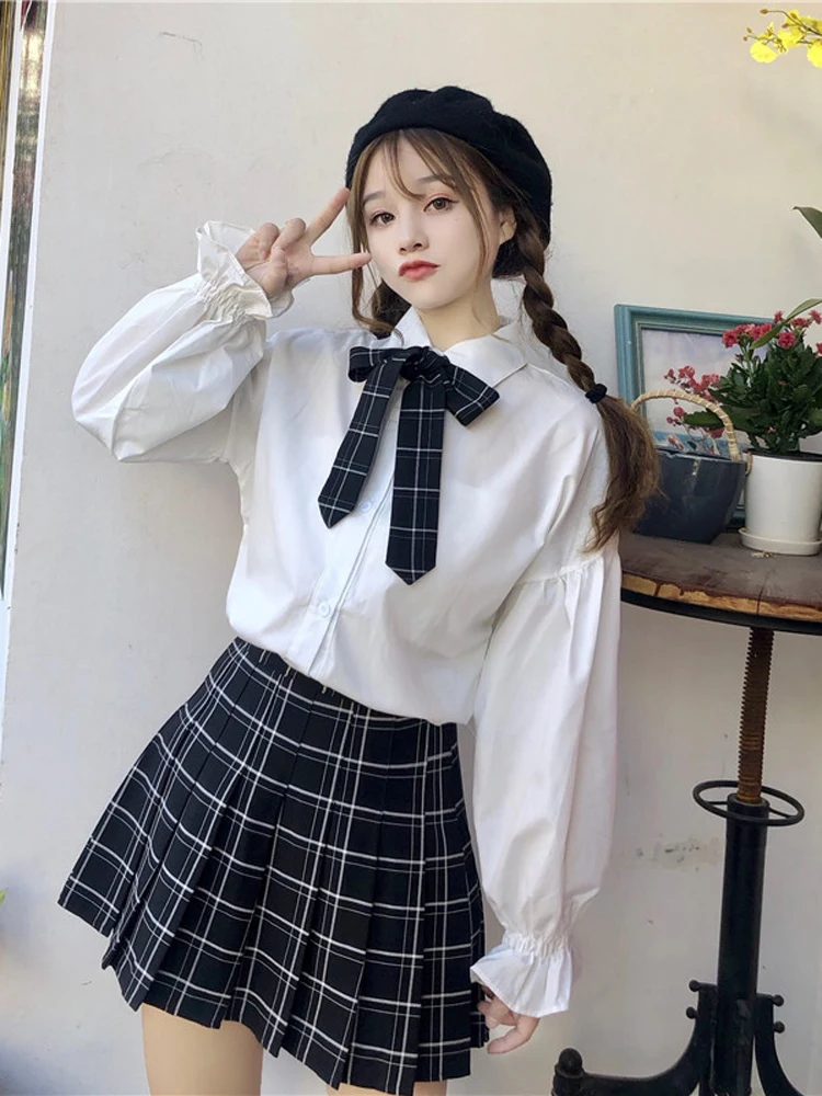 Весенняя японская Милая Темпераментная Женская Корейская белая рубашка с