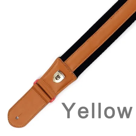 Yellow Высокое качество кожа и ремень для гитары из нейлона для электрогитары бас Регулируемый мягкий ремень черный коричневый желтый цвет - Цвет: Yellow