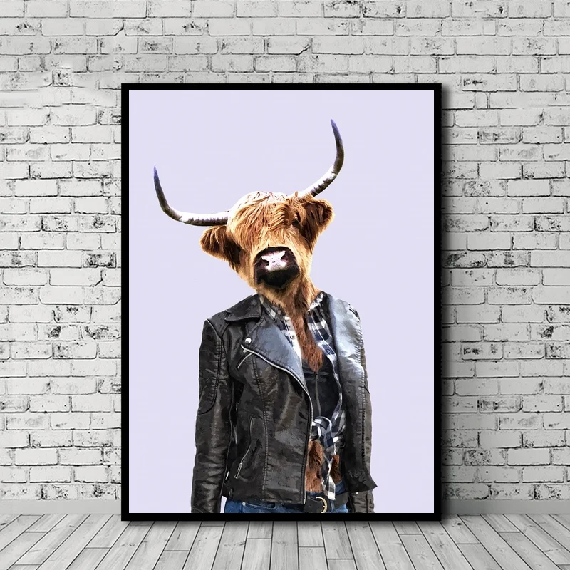 Забавные Животные постер Хайленд корова поп Искусство Холст Картина печать