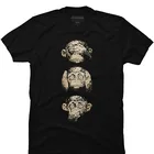 Футболки 2018 брендовая одежда приталенная футболка с принтом 3 мудрых обезьяны