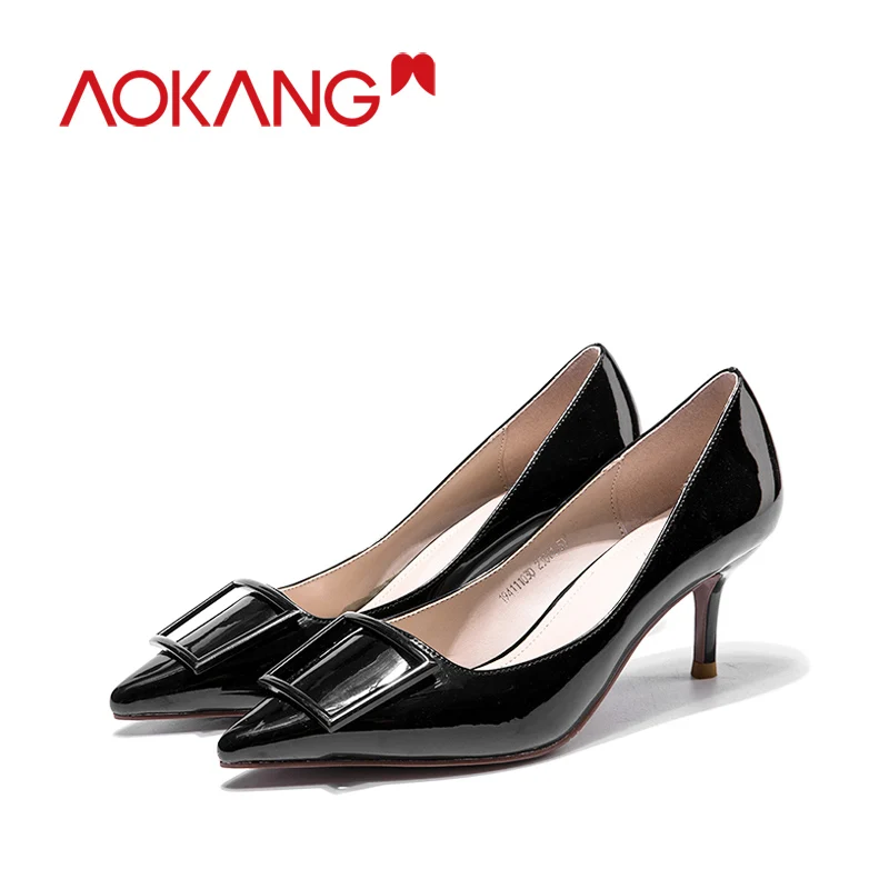 AOKANG/2019 г. Весенняя модная обувь женские туфли лодочки на высоком каблуке офисные