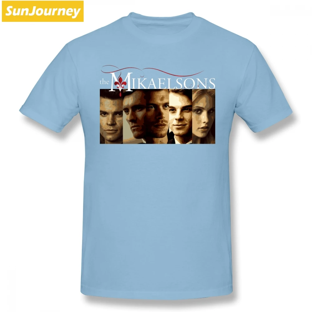 The Vampire diaries The Mikaelsons Мужская футболка хип-хоп Уличный сверхразмерный хлопок с круглым вырезом на заказ короткий рукав мужские рубашки - Цвет: Небесно-голубой