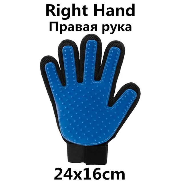 Blue Right Горячая стрижка кошек и собак щетка перчатка щетка для волос для домашних животных Расческа Щетка для котенка щенка Массажная щетка для мытья Перчатка для животных кошек собак - Цвет: Blue Right