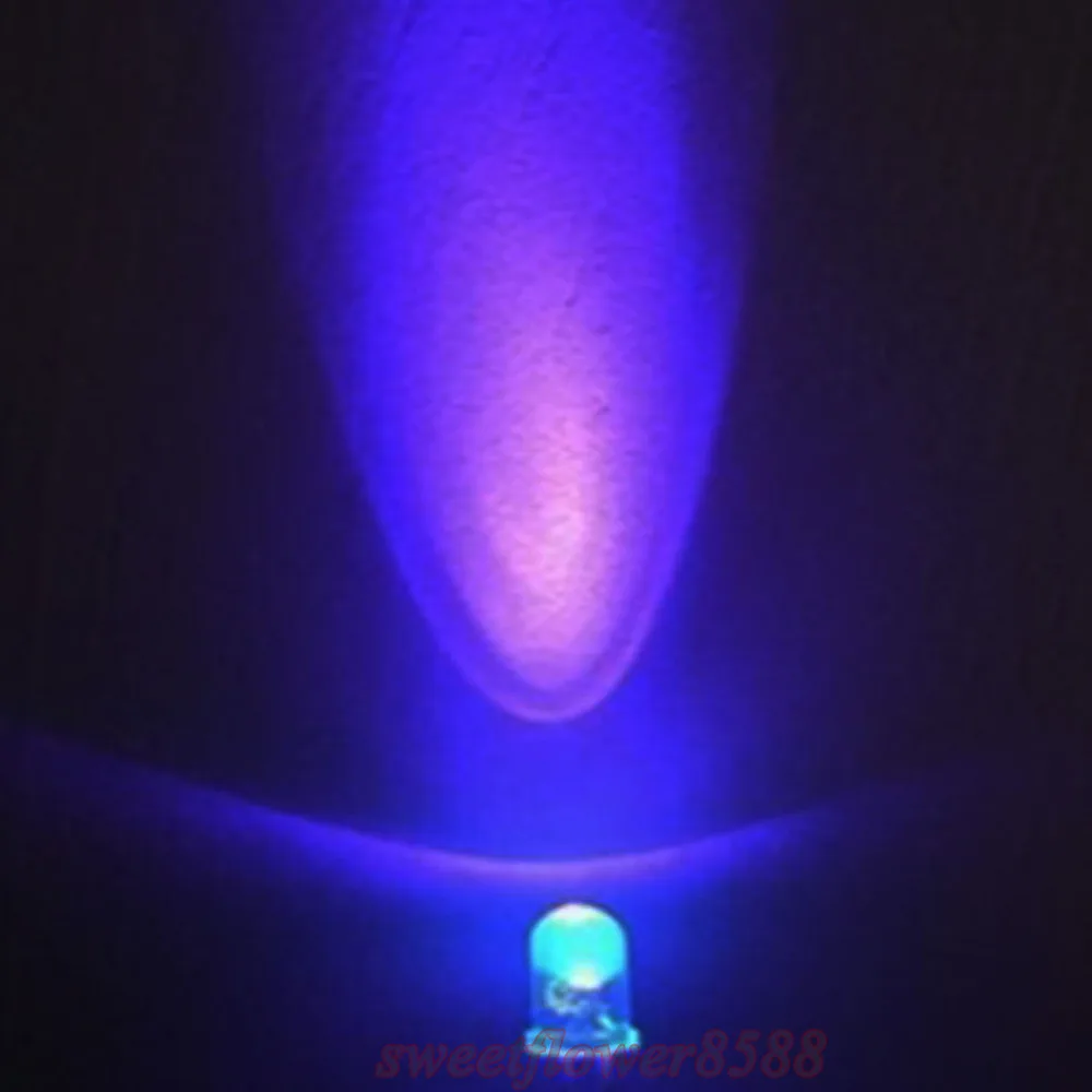 100 шт. 2-контактный Ультрафиолетовый светодиодный rgb-светильник 2000 мкд 5 мм | Лампы