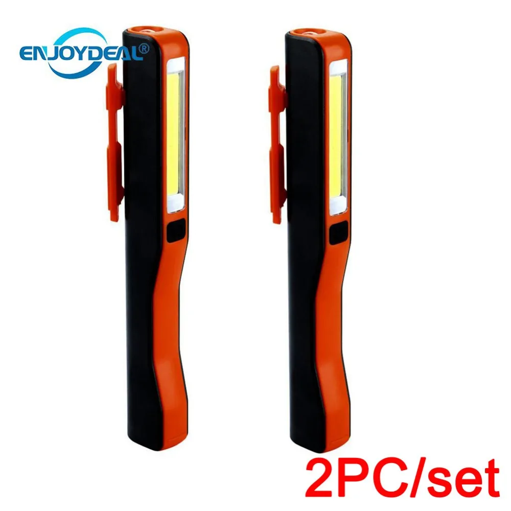 2PC/set  Portable USB Charging LED  mini Flashlight COB Rechargeable Pocket Clip Work Torch Flashlight Light For Camping Light