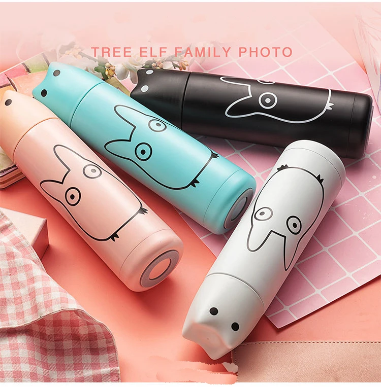 cute Stainless vacuum Bottle straight drinkig bottles sports thermocup water tool Vcuum Fiask free shipping |