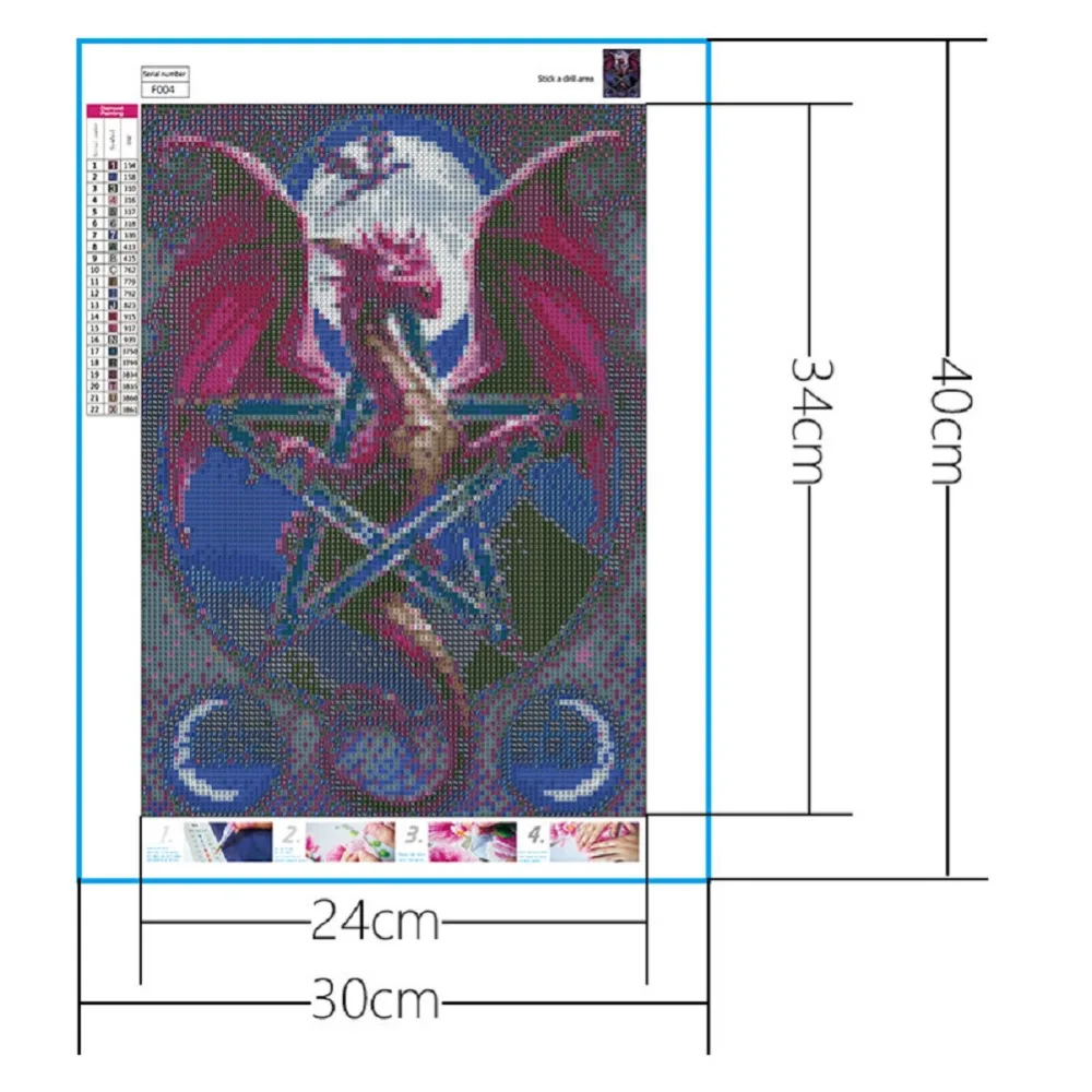 Dragon Diamond Painting Kits 30x40cm Full Drill Rhinestone Eco-Friendly DIY Art Craft Home Decor with Protecting Eyes Canvas | Дом и сад