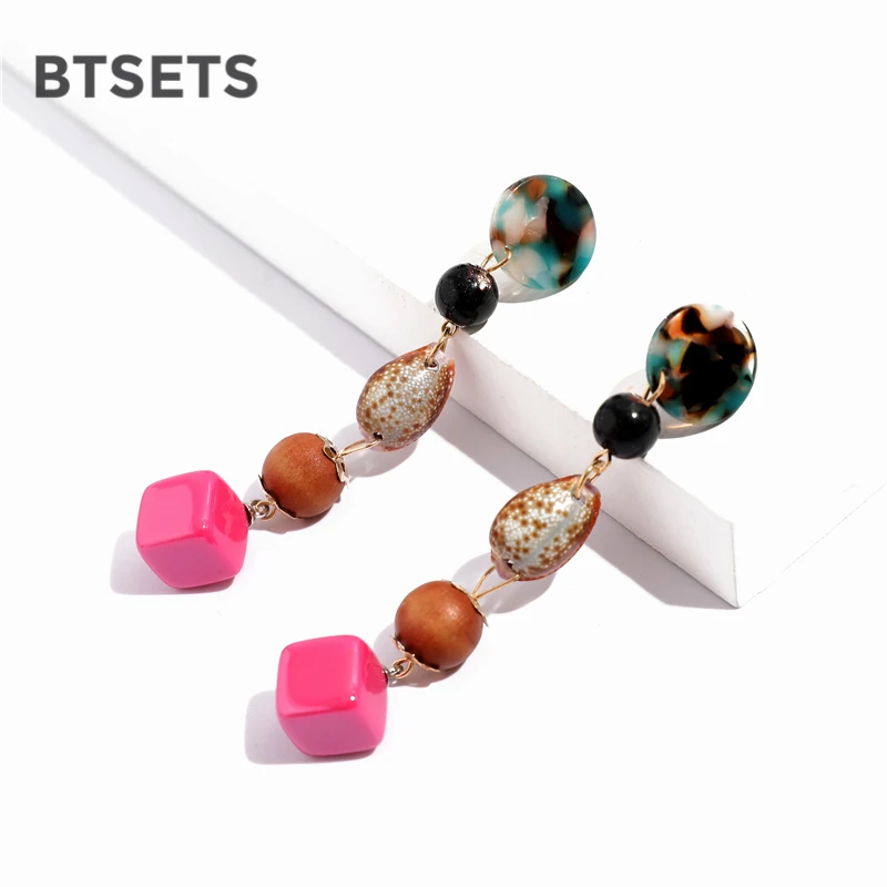 BTSETS серьги-капли для женщин 2019 модные серьги длинные свадьбы Висячие Подвески