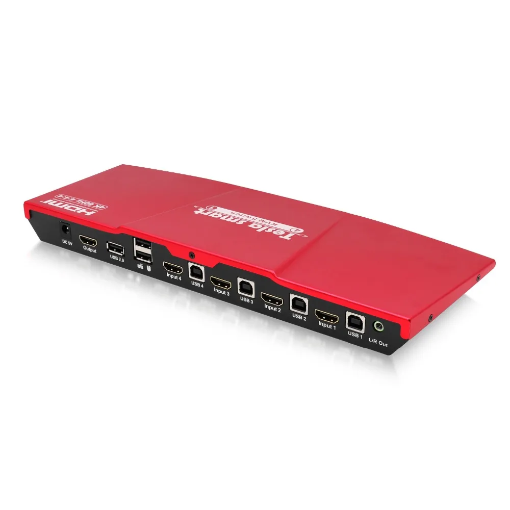 Tesla Smart HDMI 2,0 4K@60Гц 4 Порты и разъёмы USB KVM HDMI переключатель многих компьютер ПК PC Поддержка IR USB 2,0 Беспроводная клавиатура, мышь