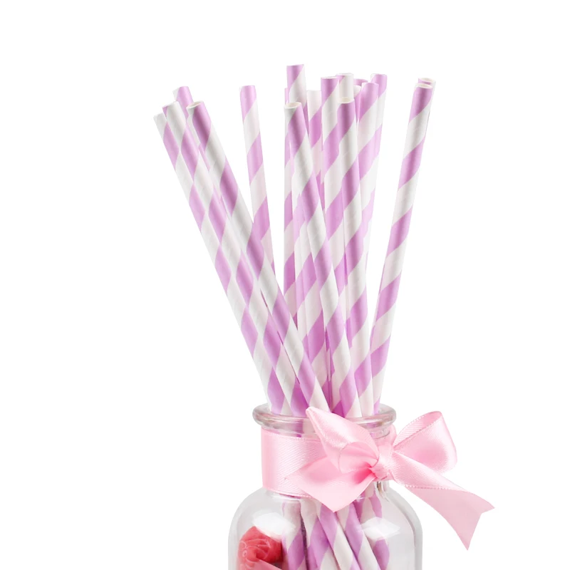 Purple Striped 25 шт./лот, соломинки из бронзированной бумаги розового золота для детей, для дня рождения, вечеринки, свадьбы, декоративные принадлежности для мероприятий, соломинки для питья - Цвет: Purple Striped