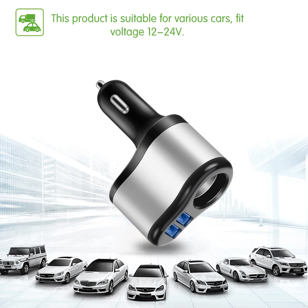 Универсальное автомобильное зарядное устройство Onever с двумя USB портами 3 1 А 12 24