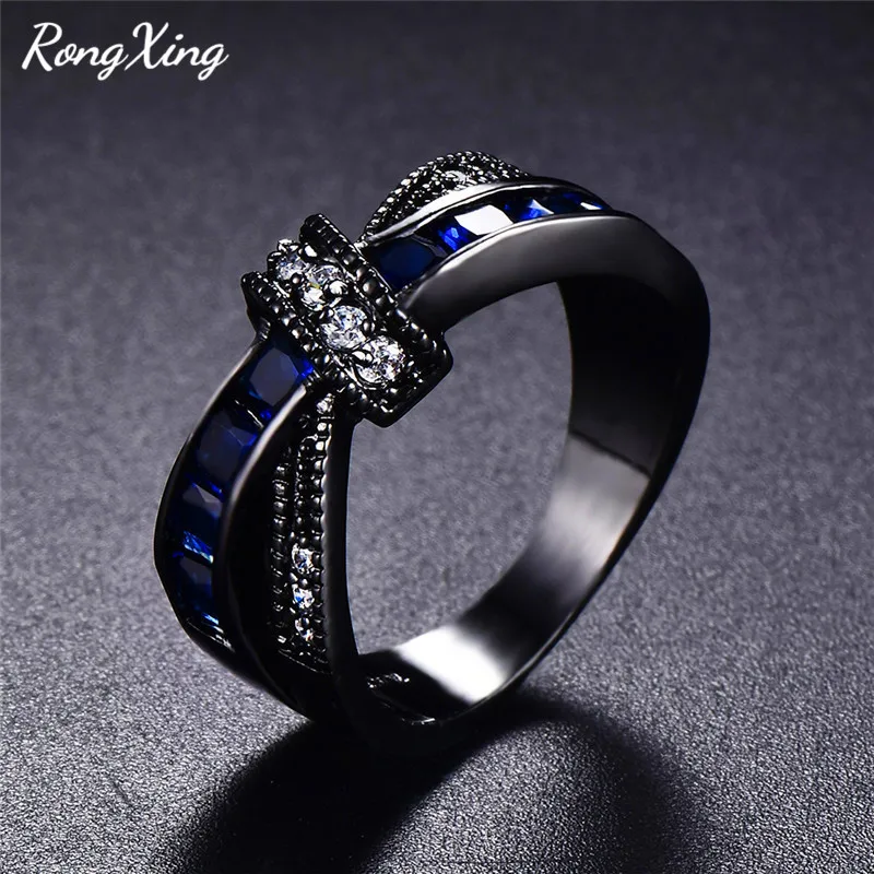 RongXing розовые/синие кристаллы из циркония кольцо с перекрестным плетением кольца