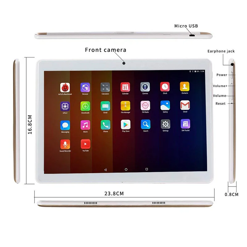 2018 планшетный ПК 10 дюймов Android 7 0 IPS 2.5D 800x1280 HD 3g Вызов Octa 4G RAM 64 Гб ROM WiFi Две sim карты