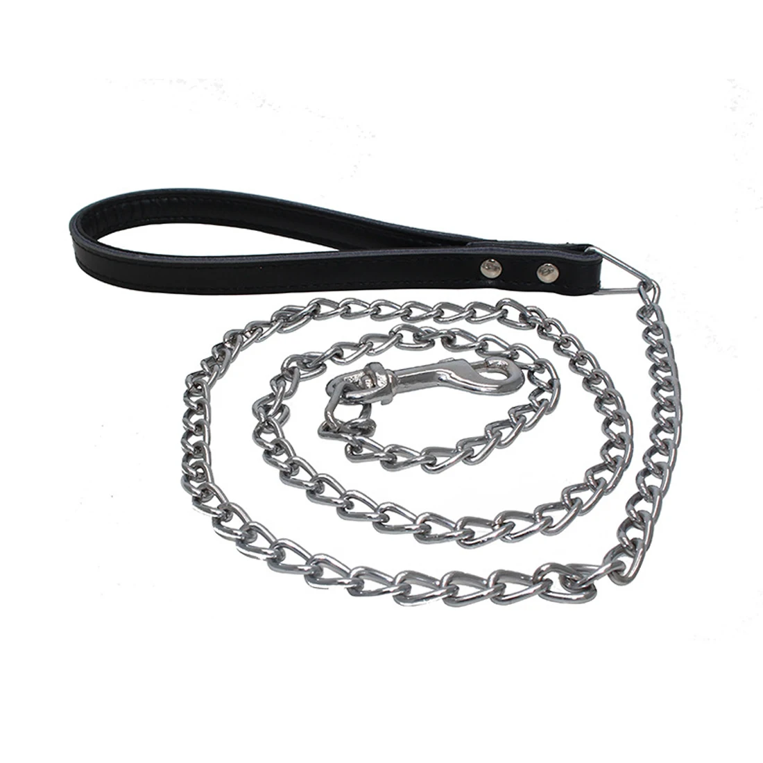 

1.2m For Small Medium Large Dog Chain Leash Handle Leads PU Leather Iron Chain Anti-Bite Metal Dog Chain Lead