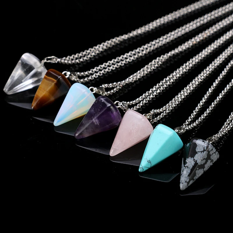 

Initial Hexagonal Columns Of Natural Stone Pendant Necklace Tapered Section Pendulum Crystal Pendant Charms Choker