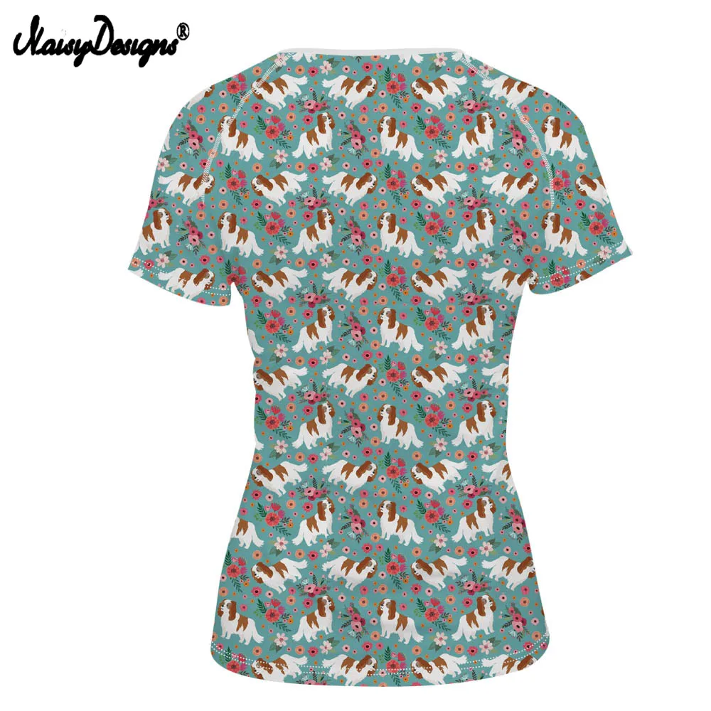 NOISYDESIGNS/Милая футболка с рисунком короля Чарльза для дам Дизайнерские летние топы