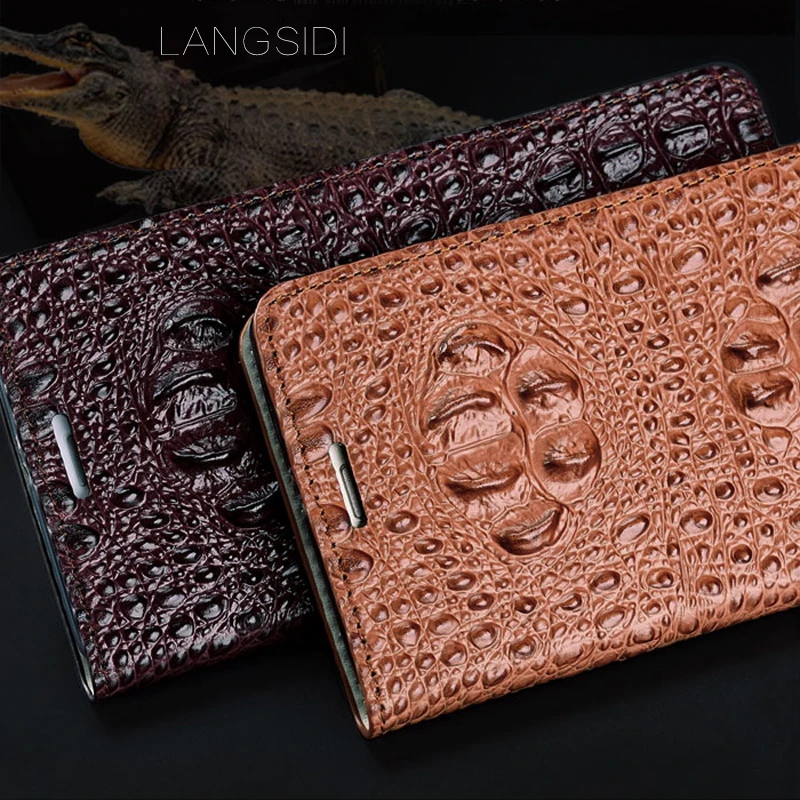 

JUNDONG genuine leather flip phone case Crocodile back texture For Vivo x5max All-handmade phone case