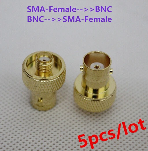 5 шт. двухсторонние радиоадаптеры SMA-Female для BNC Female золотого цвета Бесплатная
