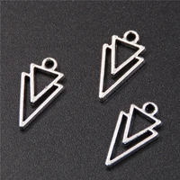 30pcs silver plated double triangle combination charm retro necklace bracelet pendant diy metal jewelry handicraft making 169mm