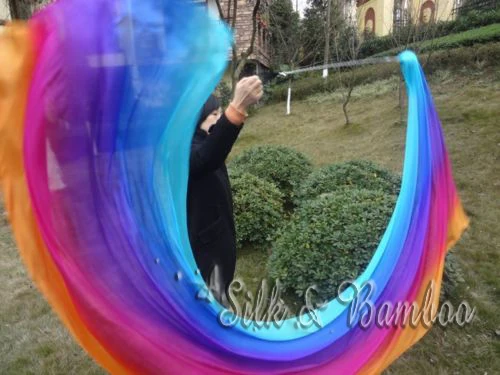 Бирюзовый-синий-фиолетовый-розовый-оранжевый, 1 шт. 2,7 м* 0,9 м(3 ярда "* 35") Съемный танец живота шелковая вуаль пой, настоящий струящийся шелк