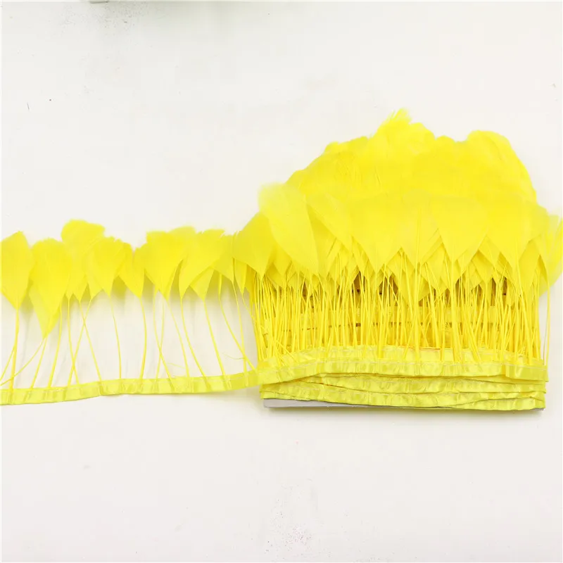 Желтая гуси отделка бахромой с пером окрашенное гусиное перо лента бахрома