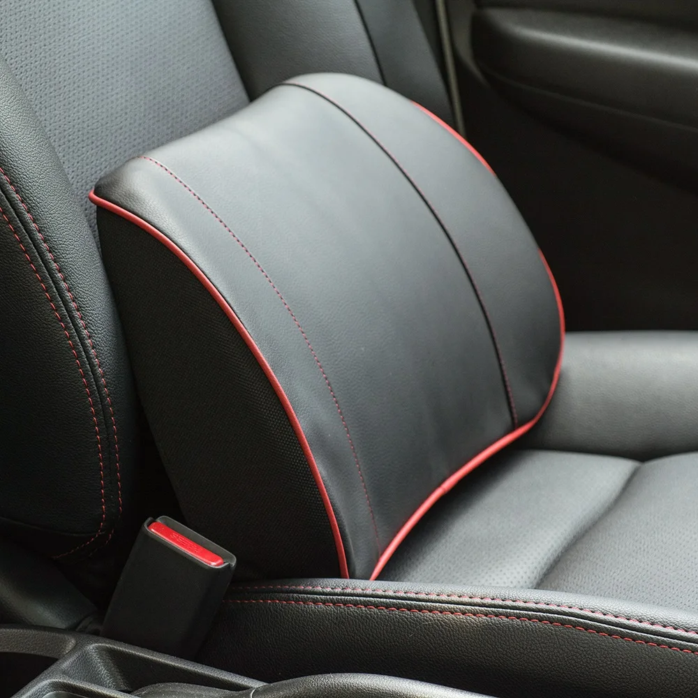 

Lumbar Pillow Seat Back Support Sofa Chair Waist Support Brace Black PU Leather Soft Memory Foam Back Cushion For Home Office