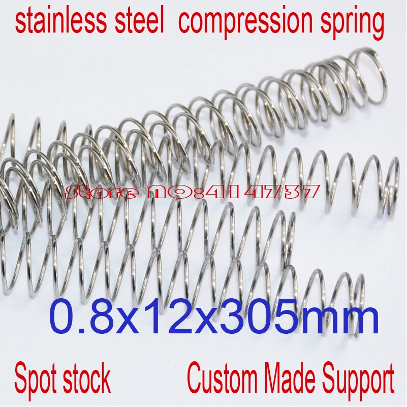 

5pcs 0.8*12*305mm stainless steel spot spring 0.8mm wire hammer spring Y type compression spring pressure spring OD=12mm