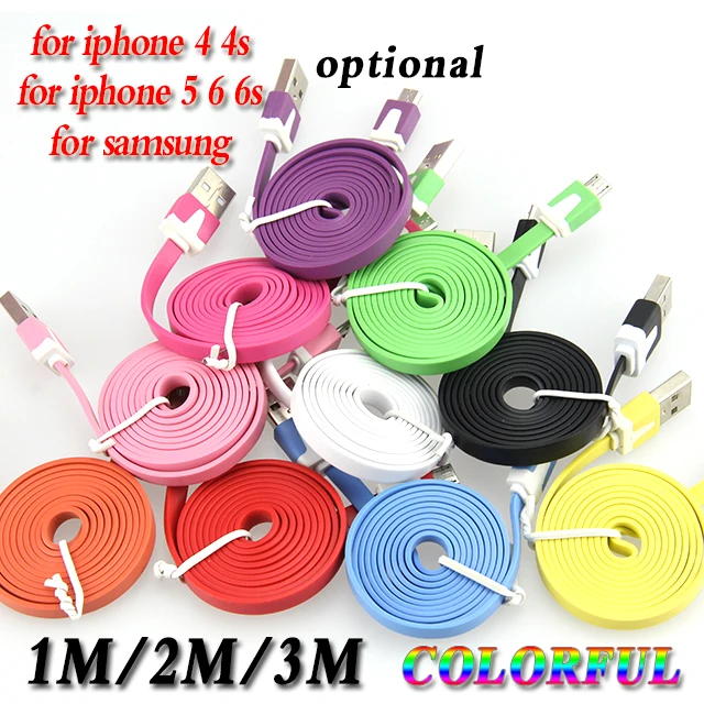 

Цветной плоский usb-кабель для синхронизации данных и зарядки для iphone 5 5s se 7 8 6 6s samsung 5pin 8pin usb-провод, 100 шт., 1 м, 2 м, 3 м