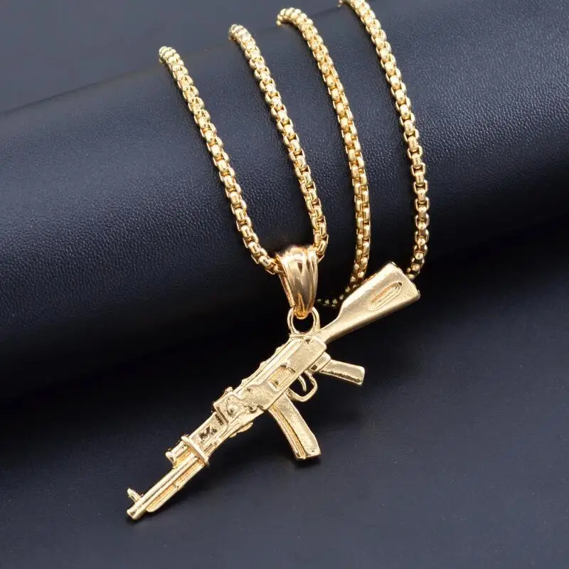 Europe and the United States jewelry punk hip-hop machine gun necklace personality creative men's submachine rifle pendant | Украшения