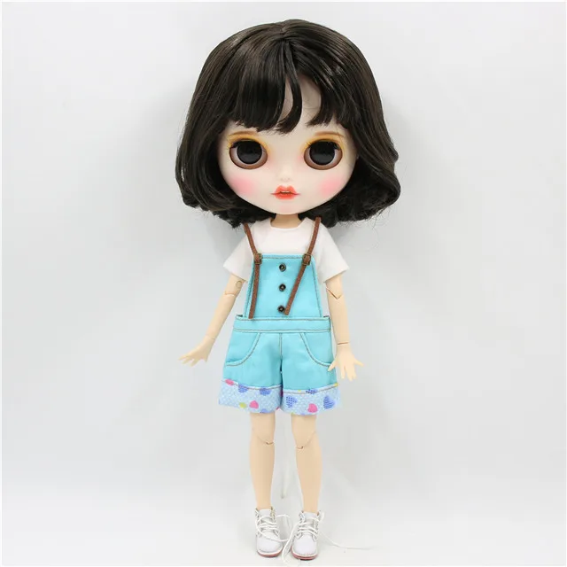 1/6 bjd завод blyth кукла короткие черные волосы, новое матовое лицо с зубами, белая кожа сустава тела 30 см BL950 - Цвет: doll clothes shoes