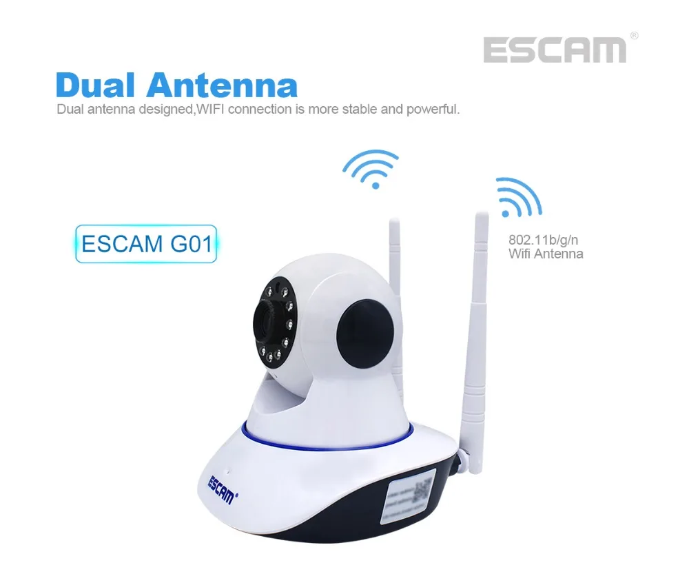 ESCAM G01 HD 1080P 200WDual антенна 1080P панорамирование/наклон Wi-Fi ИК ip-камера Поддержка ONVIF двусторонняя связь ночного видения