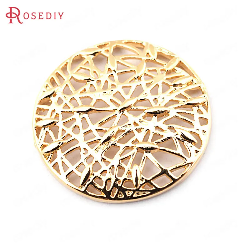 

(33533)6PCS 27MM 24K Gold Color Brass Round Reticulate Charms Pendants High Quality Diy Jewelry Findings Accessories wholesale