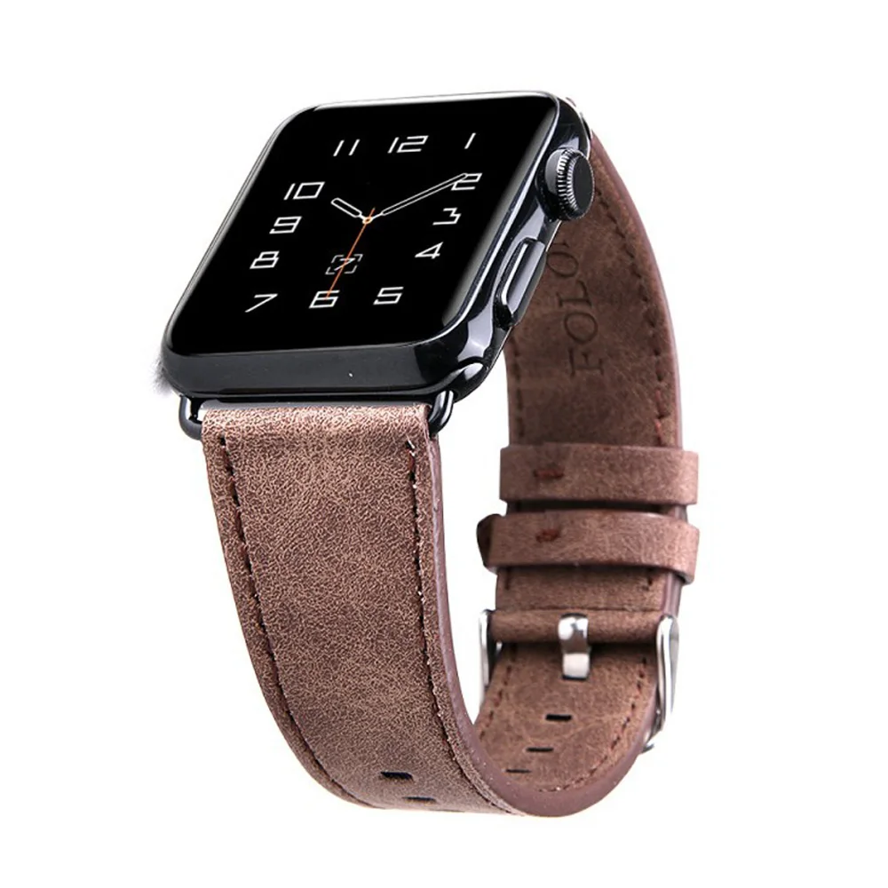 Кожаный ремешок в стиле ретро для Apple Watch, ремешок серии 5, 4, 3, 2, 1, браслет Crazy Horse, сменный Браслет 44/40/42/38 мм, ремень