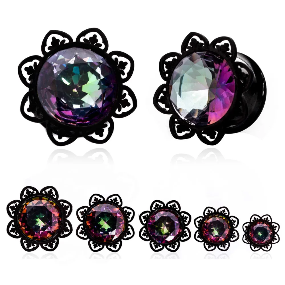 1 пара хрустальные циркониевые затычки для ушных туннелей болты из нержавеющей