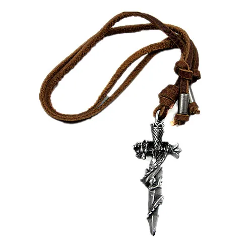 Мужское кожаное ожерелье с подвеской меч и дракон 100% натуральная кожа | Украшения