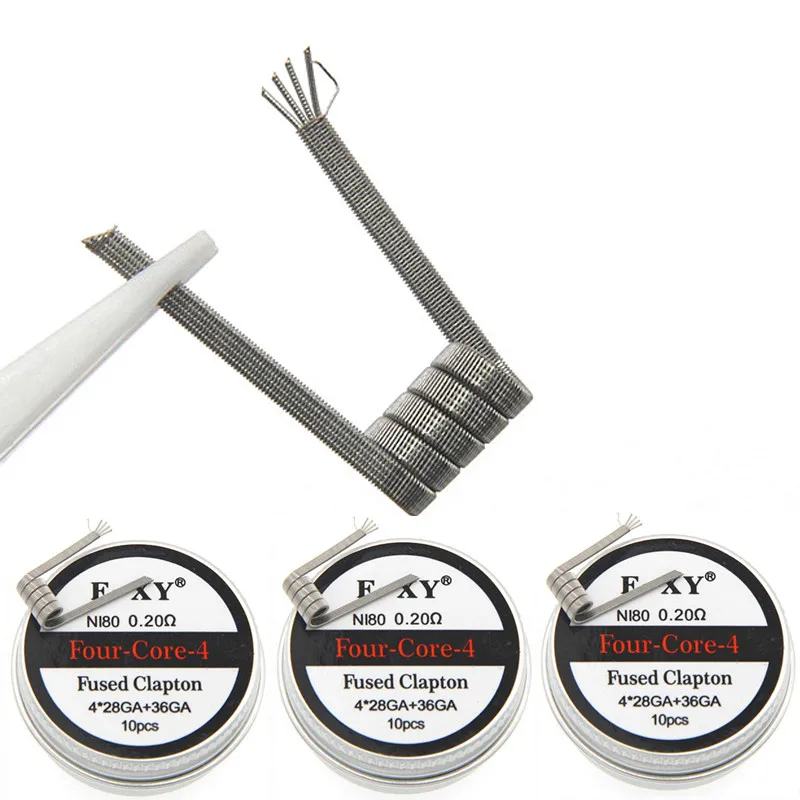 E XY NI80 Fused Clapton готовые катушки Core2/3/4 сопротивление провода электронная сигарета