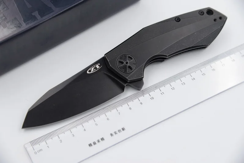 Black with ztlogo JUFULE ZT 0456 0456BW складной титановый шарикоподшипник Флиппер охотничий лагерь карманный инструмент для выживания EDC D2 лезвие кухонный нож - Цвет: Black with ztlogo