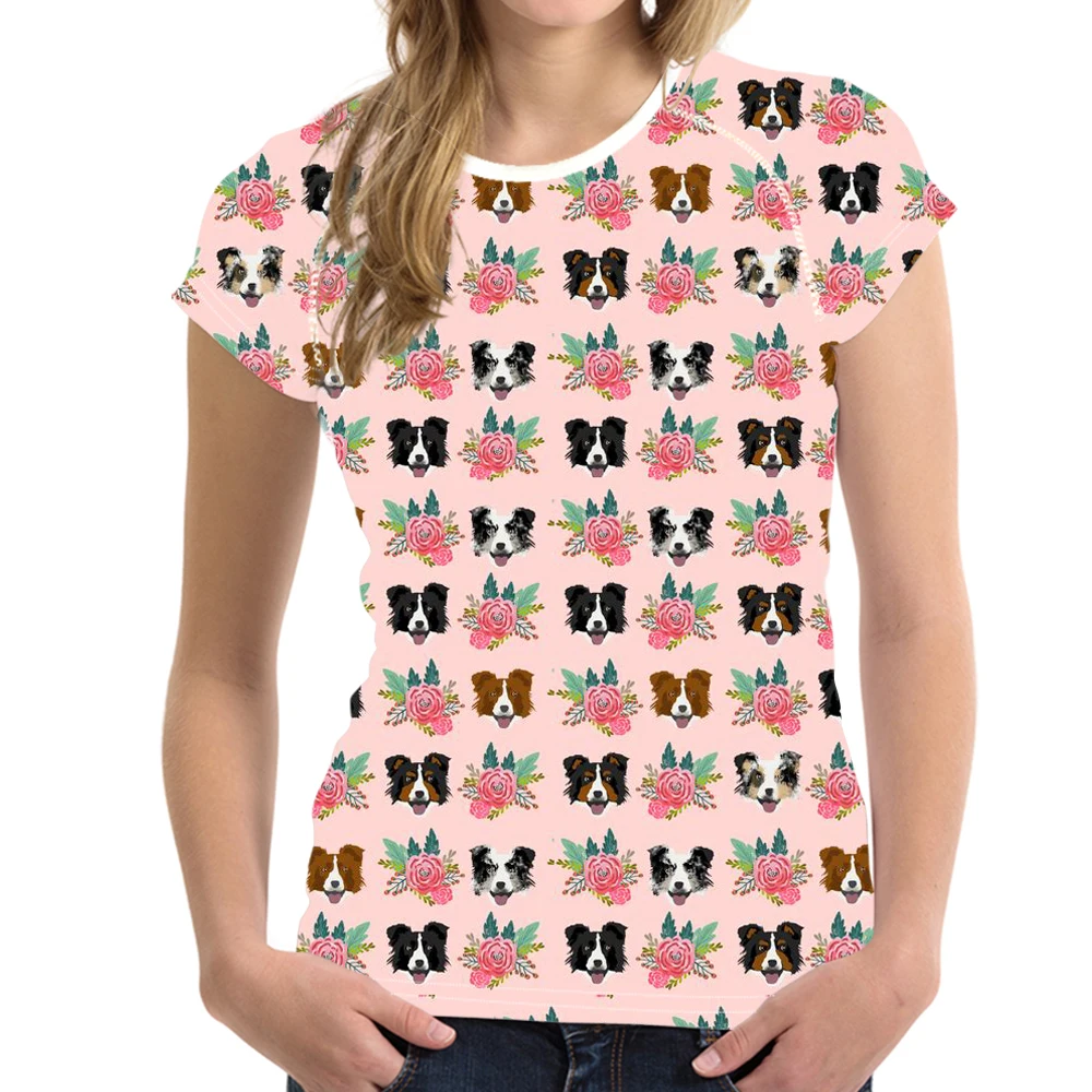 Женские футболки с объемным принтом Kawaii Dog Border Collie брендовые Дизайнерские летние