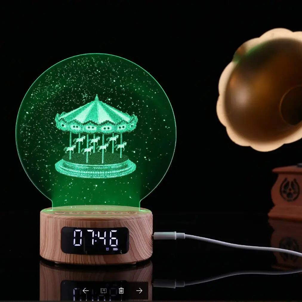 8 Хит, новинка, Bluetooth, будильник, проекция, аудио, галактика, 3D, Ночной светильник, красочные цифровые настольные деревянные часы, гаджеты, электронные - Цвет: 8