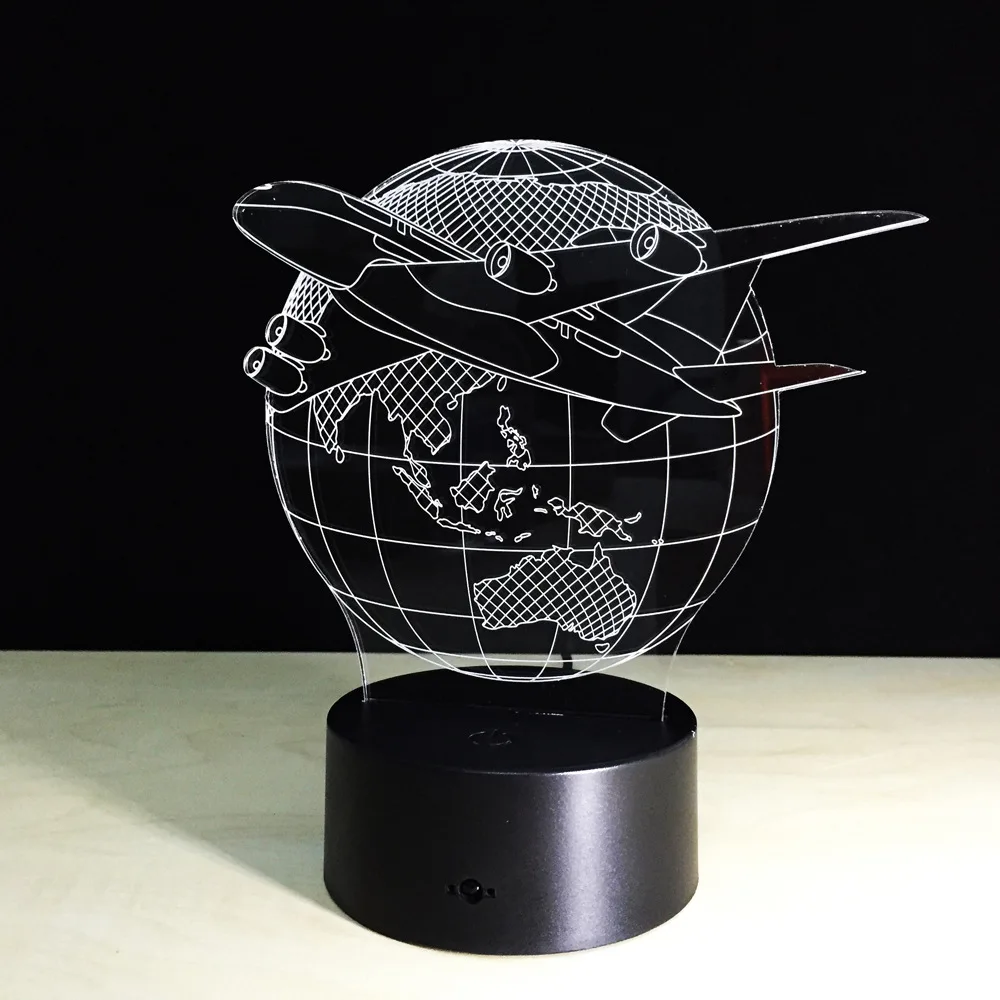 Самолет Fly Earth 3D лампа 7 цветов изменить сенсорный выключатель маленький ночник цветная атмосферная лампа в спальне для подарка Прямая поставка