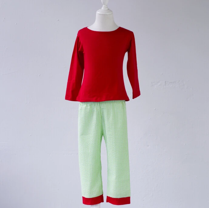 Однотонная простая дизайнерская Пижама с лаймовым топом и красными штанами