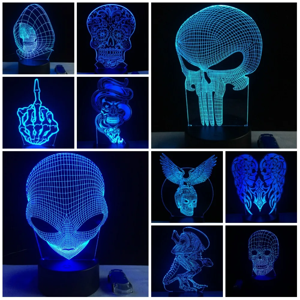 Декоративный 3D светильник для Хэллоуина с орлом черепом пришельцем Подарочные