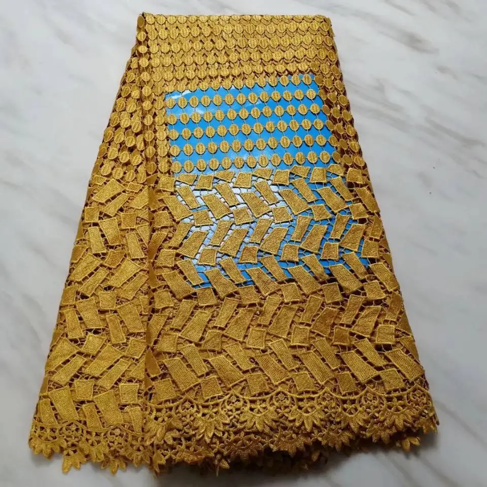 5 ярдов/шт. Популярная Королевская Синяя африканская Водорастворимая кружевная